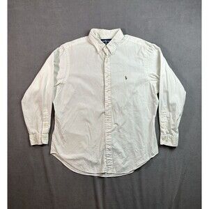 Polo Ralph Lauren Classic Fit White Oxford Button Down Shirt Men 17.5 34/35 Pony